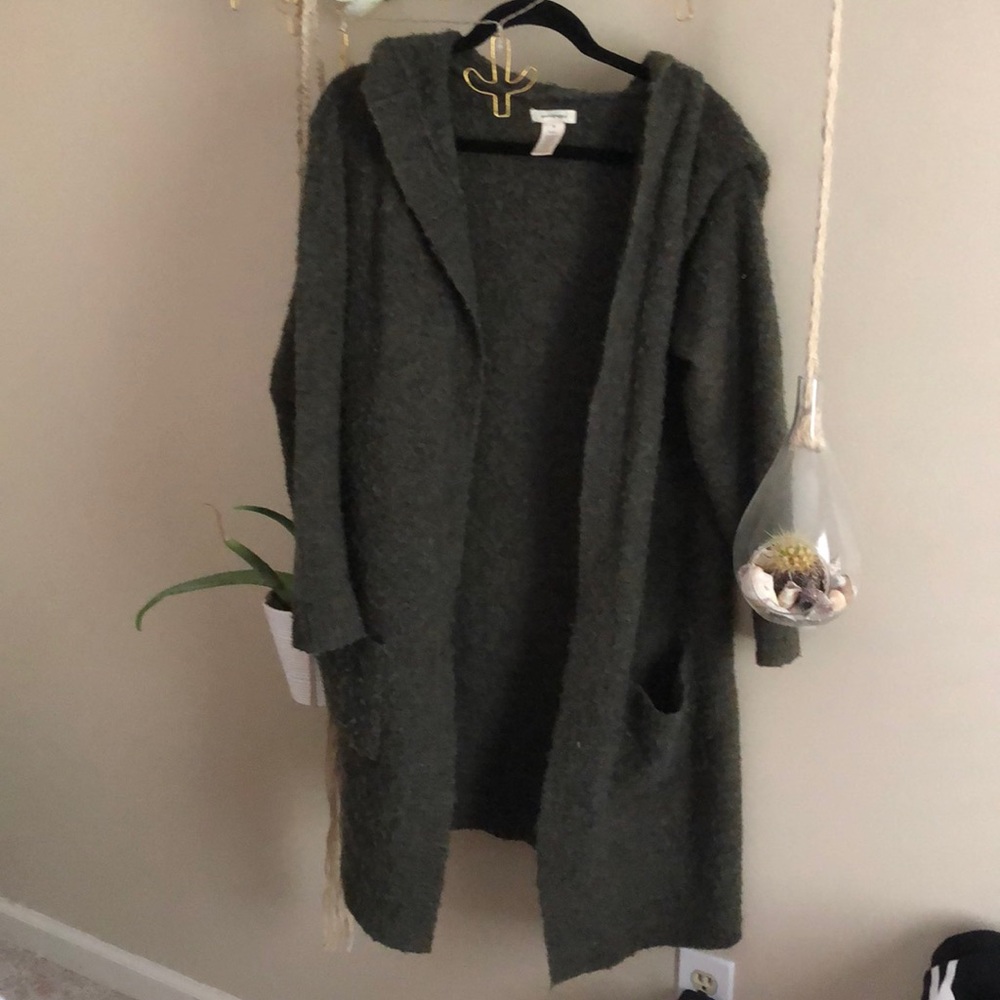 Oversized Nordstrom olive sweater with hood